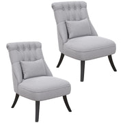 Set of 2 Upholstered Tub Chairs With Cushion and Wooden Legs Ideal for Living Room Grey
