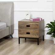 Bedside Table with 2 Drawers for Organised Bedroom Storage and Easy Cleaning Coffee AOSOM