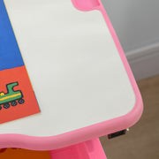 Adjustable Kids Desk and Chair Set with Storage Drawer and Hook for Study Time, Pink