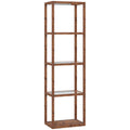 LED Floor Lamp with 4 Glass Shelves Dimmable Tall Light for Living Room Rustic Brown