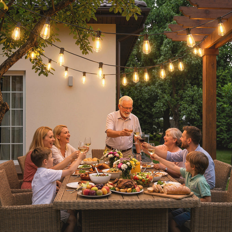 Curtain Lights for Indoor or Outdoor Gatherings with 50 Edison Bulbs Warm White Outsunny