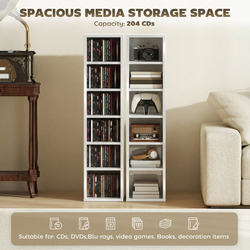 CD and Media Storage Shelves Set of 2 for Organised Home or Office High Gloss White