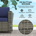 2 Seater Rattan Garden Sofa with Armrests and Cushions Navy Blue by Outsunny