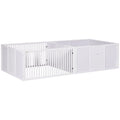 7 Panel Puppy Playpen with 3 Doors and Two Room Whelping Box for Indoor Use White