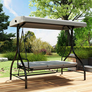 3 Seater Garden Swing Seat with Adjustable Canopy and Fold Flat Bed for Outdoor Relaxing Light Grey Outsunny