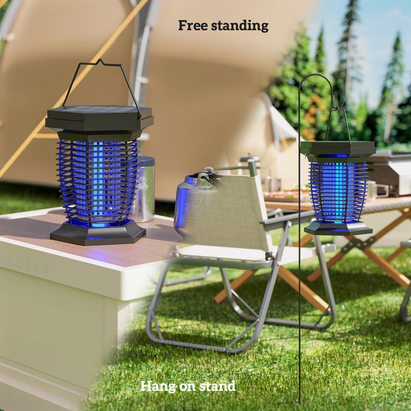2 in 1 Electric Fly Zapper and Solar Garden Lantern with USB Rechargeable Light by Outsunny AOSOM