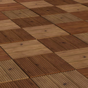 27 Piece Wooden Decking Tiles Set Anti Slip Interlocking Outdoor Flooring Brown AOSOM