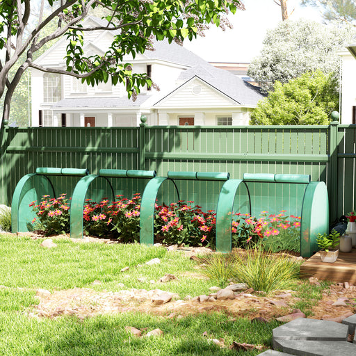 Mini Polytunnel Greenhouse With Zipped Doors And Steel Frame For Garden Growing Green