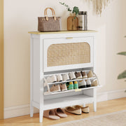 Shoe Storage Cabinet for Narrow Hallways with 2 Flip Drawers and Adjustable Shelves White Oak 80 x 24 x 95.5 cm Homcom