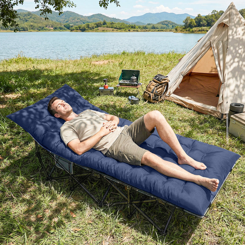 Camping Mat with Thick Foam for Warm Comfortable Sleep Outdoors Dark Blue