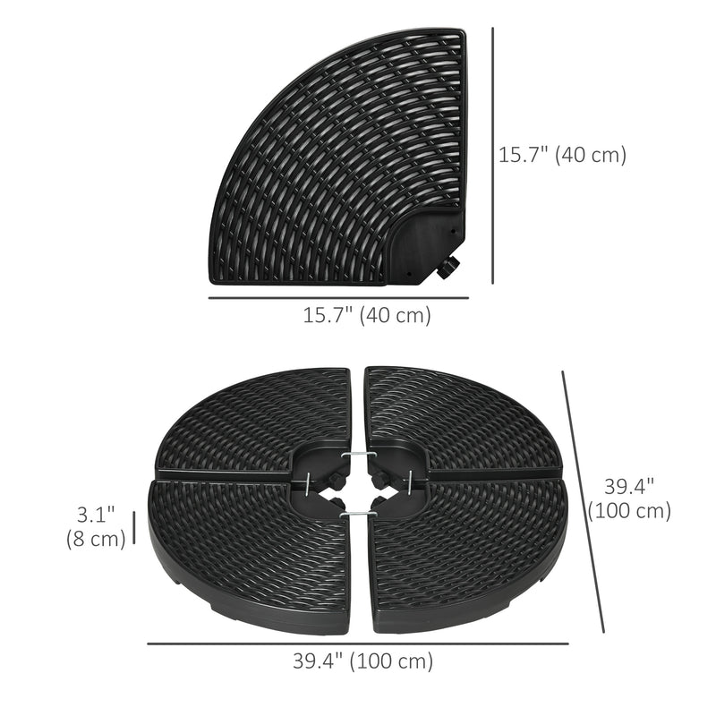 52kg 4 Piece Fillable Cantilever Parasol Base Set Ideal for Garden or Patio Use