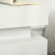 LED Bedside Table with White High Gloss Front and 2 Drawers for Bedroom or Lounge