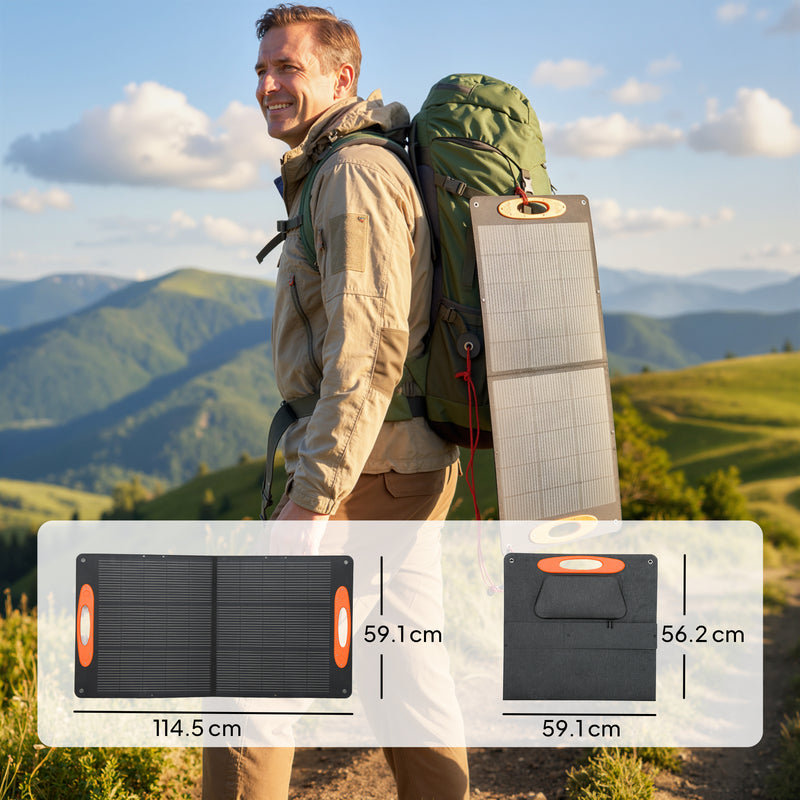 100W Foldable Solar Panel Charger with USB Fast Charging for Camping and Hiking Black AOSOM
