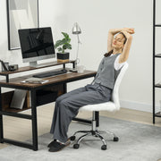 Armless Swivel Office Chair with Adjustable Height for Home or Vanity Use, White