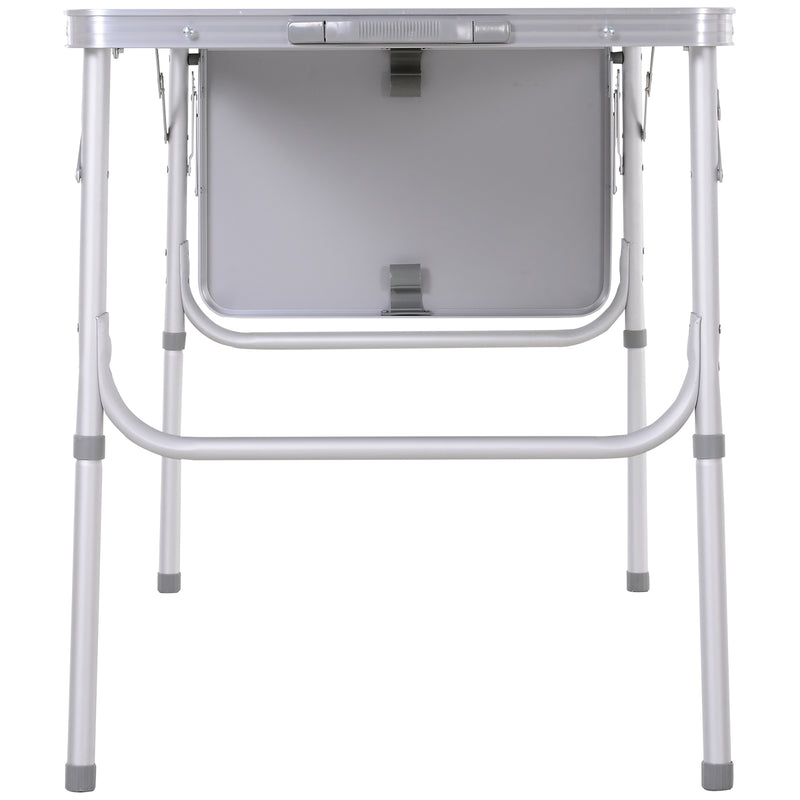 Folding Camping Table with Adjustable Height and Pull Out Side Table for Outdoor Dining Bamboo