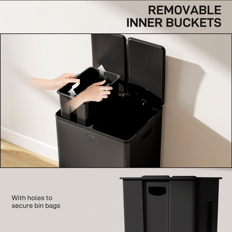 Kitchen Pedal Bin with Dual Compartments for Easy Rubbish and Recycling Separation