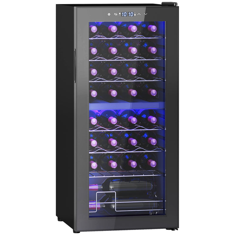 32 Bottle Dual Zone Wine Fridge 5-18 Degrees Farenheit Black by HOMCOM