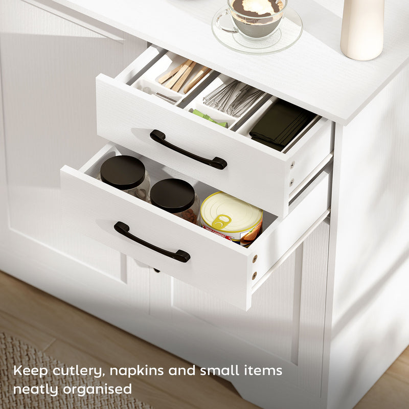 Sideboard with Drawers and Cabinets for Organised Dining or Living Room Storage White AOSOM