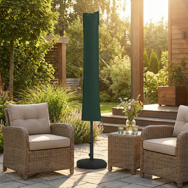 Umbrella Cover Waterproof Protection for Garden Parasol with Zip and Buckle Green Outsunny