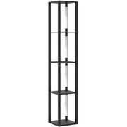 Black Floor Lamp with Shelves 4 Tier Dimmable Stand Light with Foot Switch for Living Room