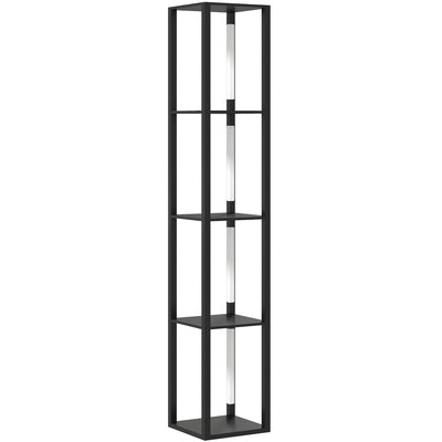 Black Floor Lamp with Shelves 4 Tier Dimmable Stand Light with Foot Switch for Living Room
