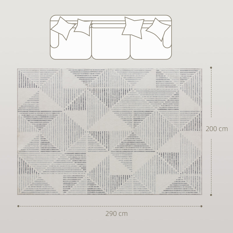 Large Geometric Non Slip Washable Area Rug Soft Floor Carpet For Home Use Grey