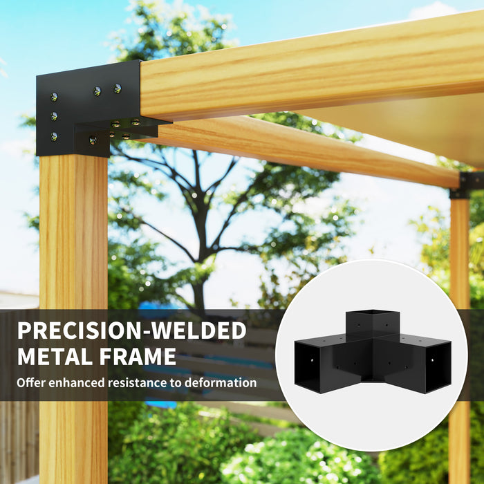DIY Pergola Kit with 3-Way Corner Brackets and Post Base for 4x4 Timber Includes Screws by Outsunny