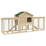 Large Wooden Chicken Coop With Run and Nesting Box for Garden Poultry, Natural Wood Finish