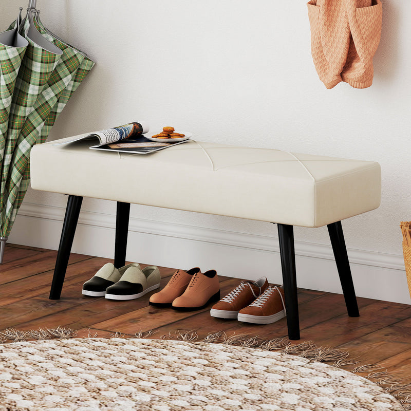 Bedroom Storage Bench with Padded Velvet Seat for Extra Seating and Organisation Cream