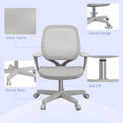 Grey Mesh Office Chair With Adjustable Height and 360 Swivel Wheels for Home or Study Use