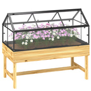 Natural Wooden Raised Garden Bed 60 x 120cm with Base for Plants and Veg by Outsunny