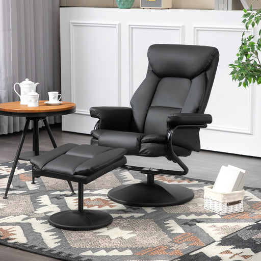 Swivel Recliner Chair with Footstool for Living Room or Office Comfort Steel Base Black