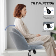 Teddy Fleece Swivel Office Chair with Wheels and Adjustable Height for Home Grey AOSOM