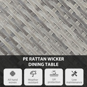 Round Rattan Garden Dining Table for 2 to 4 People with Easy Clean Top Mixed Grey Outsunny