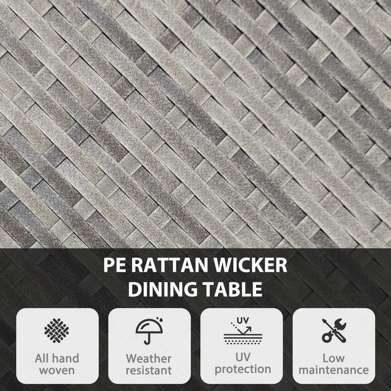 Round Rattan Garden Dining Table for 2 to 4 People with Easy Clean Top Mixed Grey Outsunny