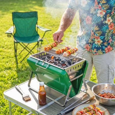 Portable Charcoal BBQ Grill for Easy Outdoor Cooking and Picnics Dark Green Outsunny