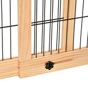 Adjustable Freestanding Wooden Dog Gate for Doorways and Stairs Natural Wood Finish AOSOM
