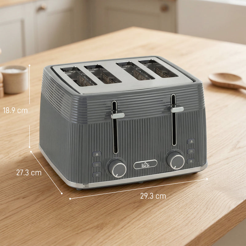4 Slice Toaster with Dual Controls for Easy Family Breakfasts Grey AOSOM