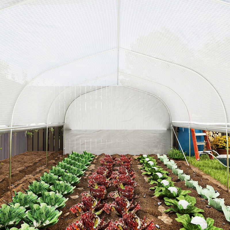6x3x2m Walk in Polytunnel Greenhouse with PE Cover Mesh Door and Windows White by Outsunny