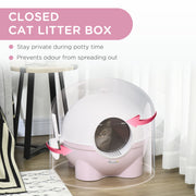 Large Enclosed Cat Litter Box with Scoop and Front Entry for Easy Cleaning, Pink