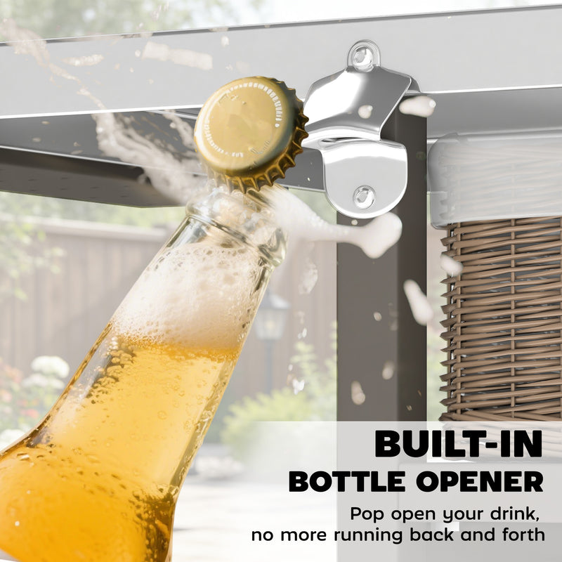 Garden BBQ Prep Table with Stainless Steel Top and Storage for Outdoor Cooking Brown