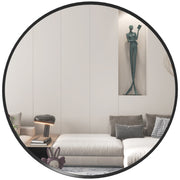 Modern Round Wall Mirror 61cm for Bedroom Living Room or Bathroom Home Decor Black