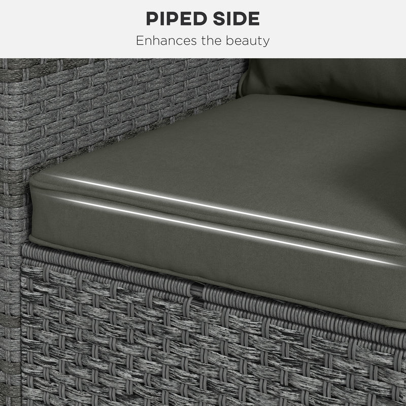 Charcoal Grey Seat and Back Cushion Set for Garden Chairs with Thick Padded Support