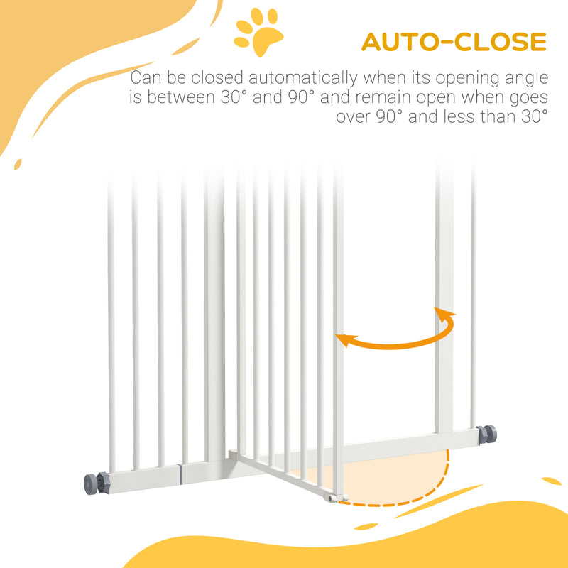 Extra Tall Safety Dog Gate with Auto Close for Doorways and Stairs Adjustable 74 to 94cm White
