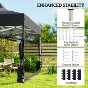 Pop Up Gazebo with Mesh Sides for Quick Garden Shelter and Sun Protection Black Outsunny
