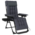 Zero Gravity Reclining Sun Lounger with Cushion and Side Tray for Garden Relaxation Dark Grey AOSOM