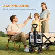 Folding Cargo Wagon Trolley with Telescopic Handle for Camping and Garden in Dark Grey