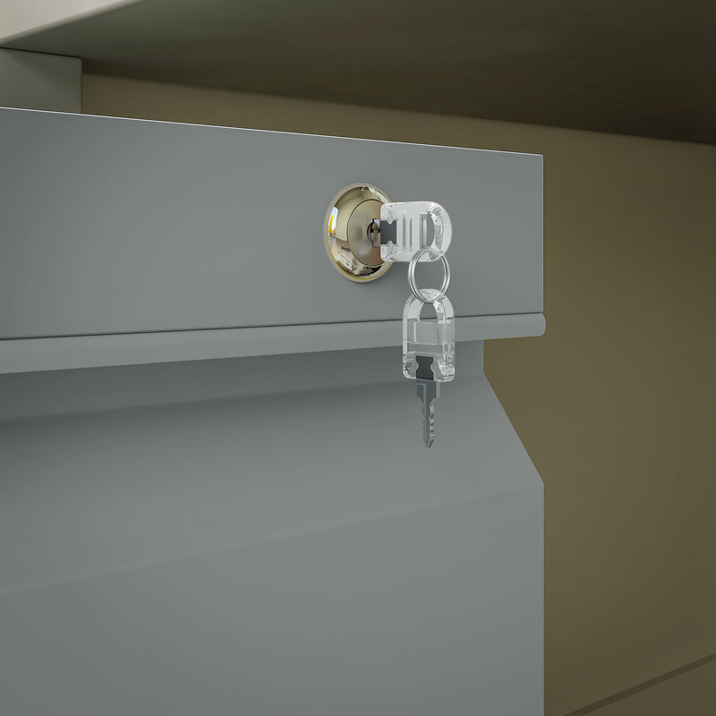 Mobile Metal Filing Cabinet with 3 Drawers and Anti Tilt Design for Home Office, Grey