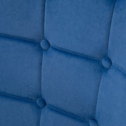 Velvet Wingback Armchair with Footstool for Living Room or Bedroom Steel Legs Dark Blue