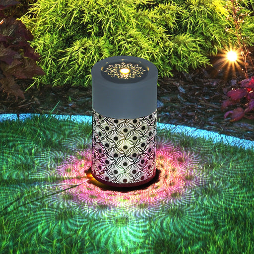 Light Grey Garden Water Fountain with LED Lights Adjustable Flow 30 cm Indoor Outdoor by Outsunny